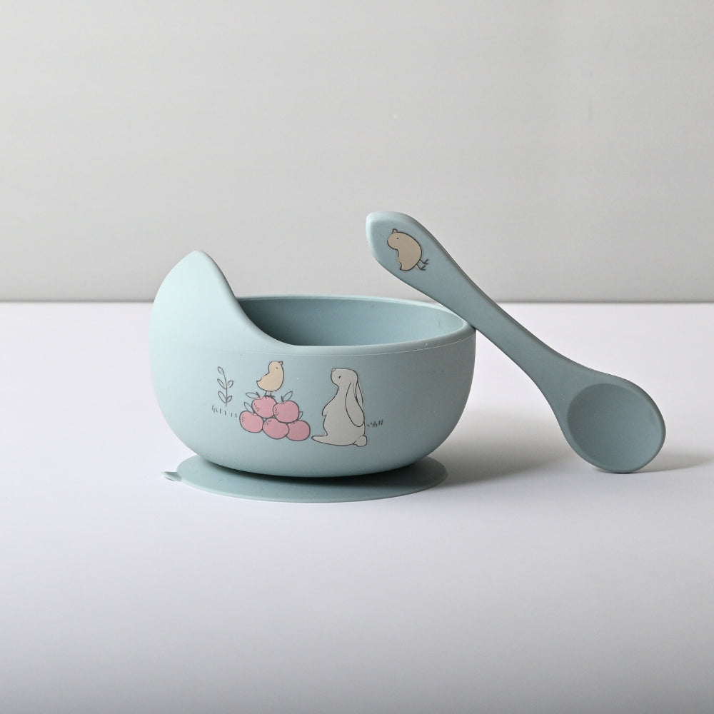 Tiny Orchard Baby Silicone Bowl & Spoon Set - BUNNY